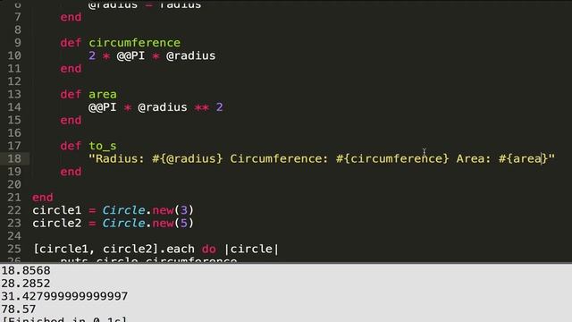 Learn Ruby: Circle Class Example смотреть онлайн