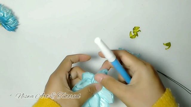 DIY | how to make satin ribbon flower easy | ribbon flower blue peony смотреть онлайн