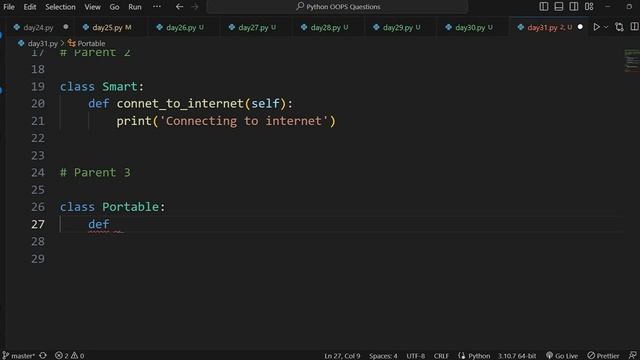 Master OOP Question-Solving with Python: DAY31 | Multiple Inheritance | OOPS QUESTIONS #day31 смотреть онлайн