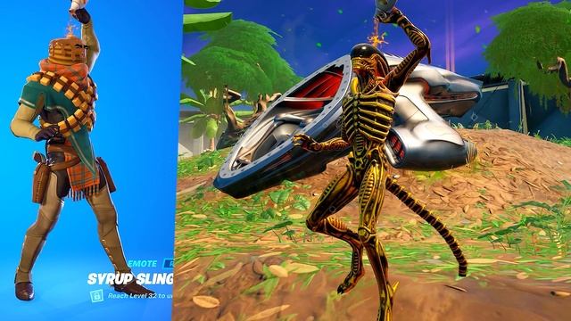 Golden Alien Xenomorph Fortnite doing all Built-In Emotes inGame!.. смотреть онлайн