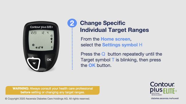 Changing target ranges | CONTOUR PLUS ELITE | mmol/l | Kuwait (en_KW) смотреть онлайн