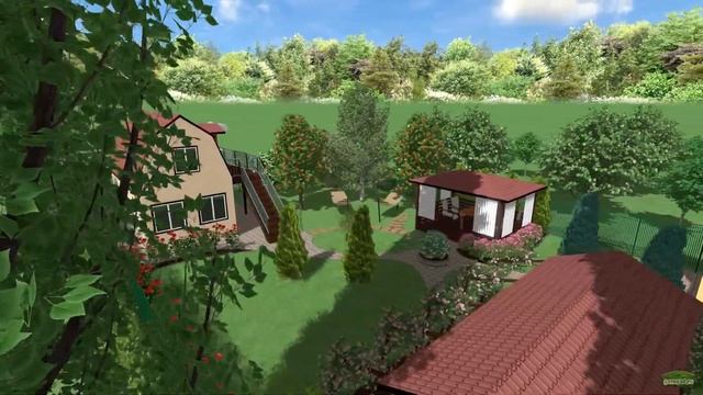 Ландшафтный дизайн небольшого дачного участка с беседкой и розами - вариант смотреть онлайн