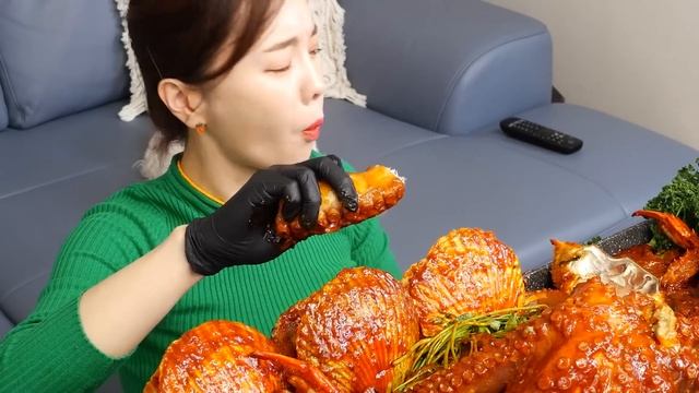 RUS SUB) осьминовый морепродукт острый ?  креветка? Eatingshow Ssoyoung