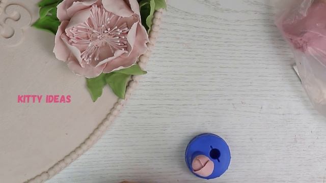 Beautiful Wall Clock/Handwork/ Air Dry Clay Flowers
