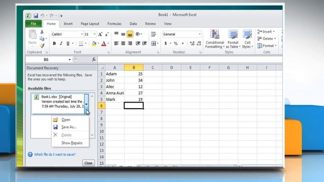 How to Use Document Recovery task pane to recover files in Excel 2010 смотреть онлайн