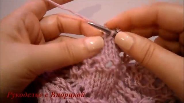 Треугольная шаль бактус с узором Листья.Часть №3 смотреть онлайн