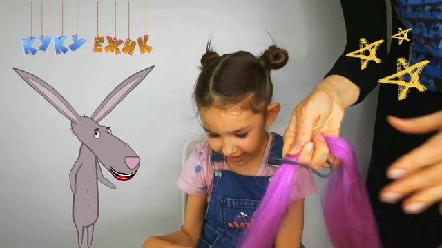 Прическа на вечеринку на средние волосы с яркими прядями канеколона.Весёлые бублики на канале КукуЁ смотреть онлайн