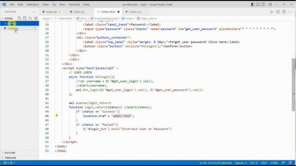Python Login with sqlite3 and Python Eel library