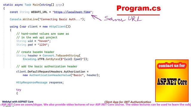 C# Console Client App for JWT Authentication | Web Api with ASPNET Core смотреть онлайн