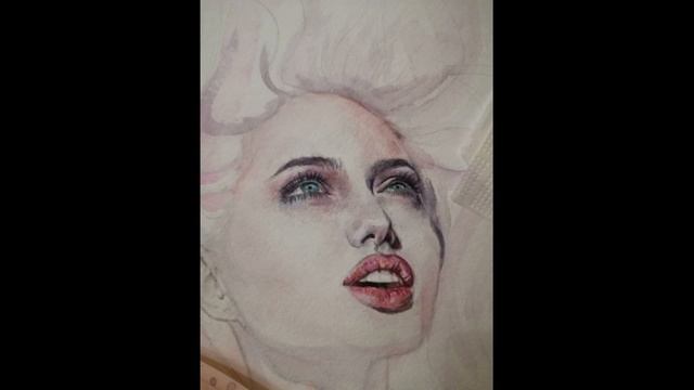 портрет акварелью | angelina jolie portrait смотреть онлайн