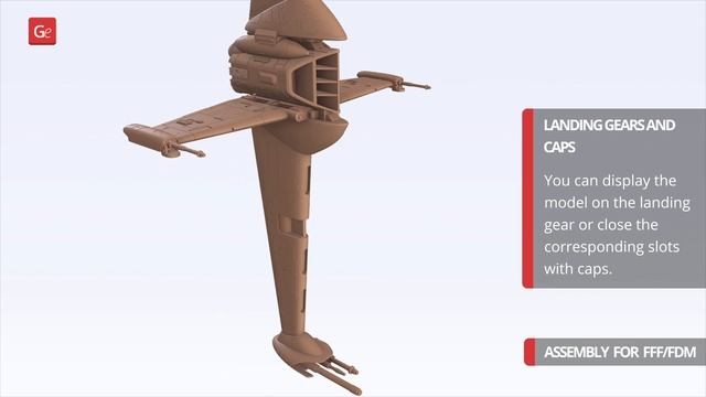 B-Wing Starfighter 3D Printing Model | Assembly By Gambody