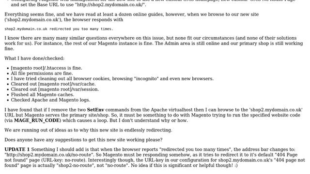 Magento: Too many redirects on one website смотреть онлайн