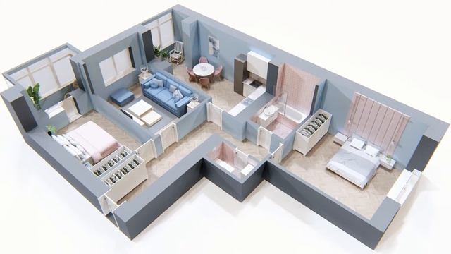 Планировка 94,4 м2 в ЖК "Курортный" (3-комнатная квартира) смотреть онлайн