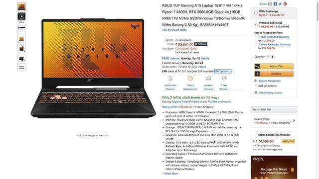 Asus Tuf A15 Ryzen 7 4800H RTX 2060 Available on Amazon Great Indian Sale смотреть онлайн