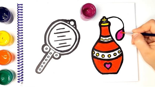 Рисуем зеркальце и флакон от духов, учим цвета. Развивающее видео для детей. смотреть онлайн