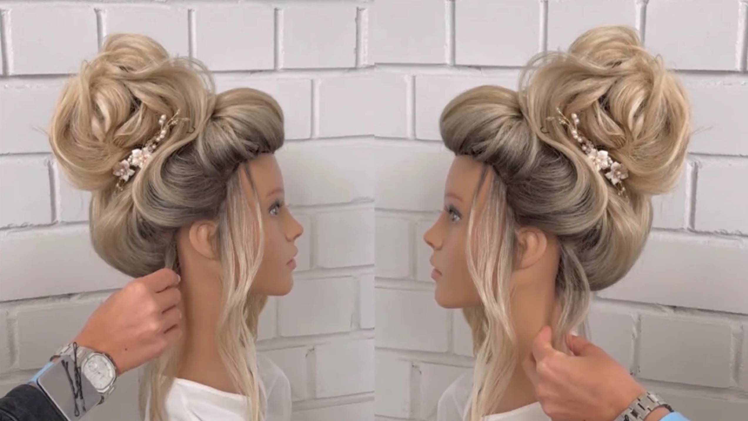 Свадебная прическа средний пучок смотреть онлайн