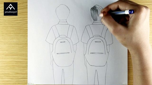 How to draw boy backside drawing | best friends Drawing | Easy BFF drawing for beginners stepby ste смотреть онлайн