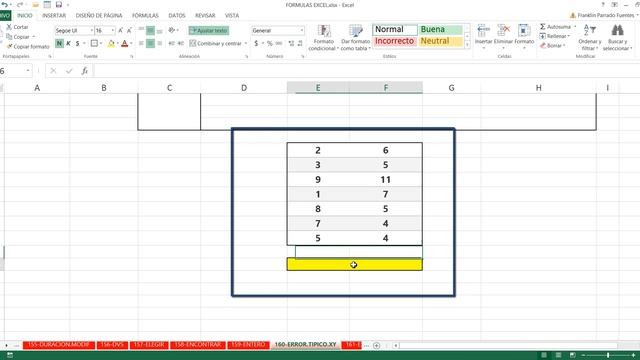Función ERROR.TIPICO.XY Excel 2013: 160 de 449 HD смотреть онлайн