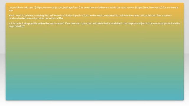 Using csurf with react-server смотреть онлайн