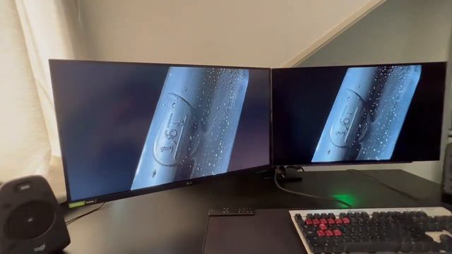 OLED vs LCD (IPS) Real World HDR Comparison | LG 27GP850P-B (left) + LG27GR95QE-B (right) смотреть онлайн