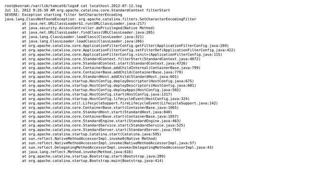 I've apt-get java, tomcat6 on debian system and get this exception. How can I fix it? смотреть онлайн