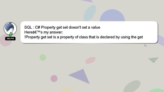 SQL : C# Property get set doesn't set a value смотреть онлайн