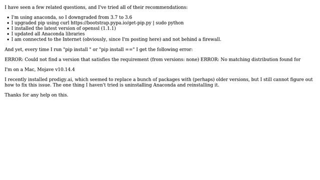 "Could not find a version that satisfies the requirement ＜package＞" смотреть онлайн