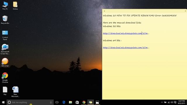 Windows 10 HOW TO FIX UPDATE KB3087040 Error 0x80004005 смотреть онлайн