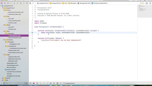 Как создать приложение похожее на Instagram part 14 User Messages Swift 5 Xcode 11 смотреть онлайн