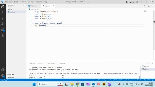 Storing inputs into List | Introduction to Lists | Python Tutorial Part - 4 | Python Programming смотреть онлайн