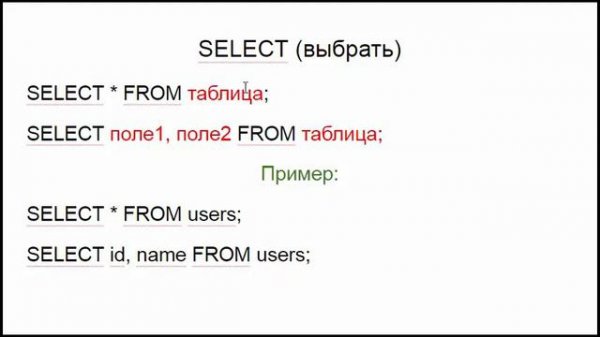 Простые запросы SQL (INSERT, SELECT, UPDATE, DELETE) (480p)