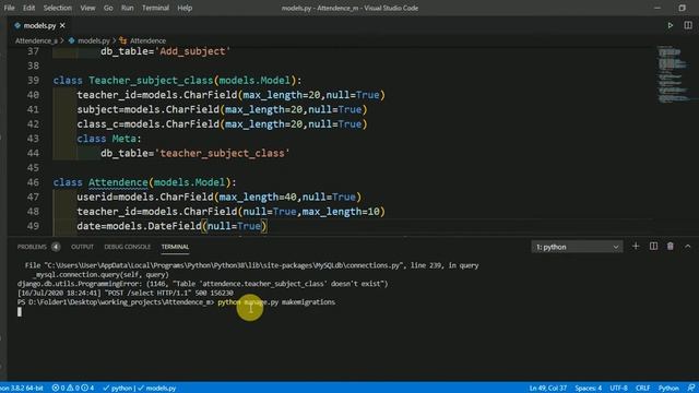 django.db.utils.ProgrammingError: (1146, "Table '' doesn't exist") Solved in Django смотреть онлайн