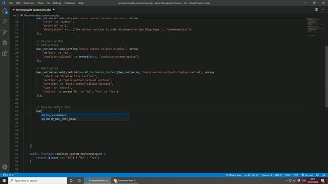 WordPress Customizer API - Editable Sections / Theme Development смотреть онлайн
