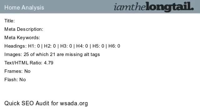 wsada.org Quick SEO Audit Score 41.0% смотреть онлайн