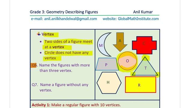 Grade 3 Geometry How to Describe Figures using Sides Angles and other Attributes Lesson 5 Anil Kuma смотреть онлайн
