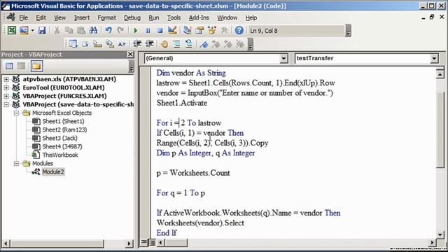 Transfer data from sheet1 to specific sheet using Excel VBA смотреть онлайн