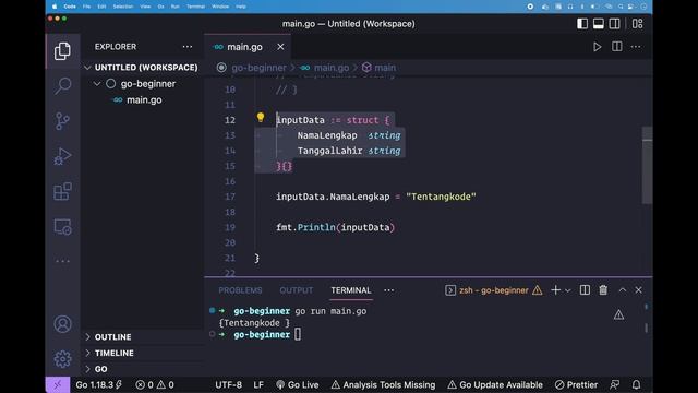 Golang Pemula #26 - Anonymous Struct смотреть онлайн