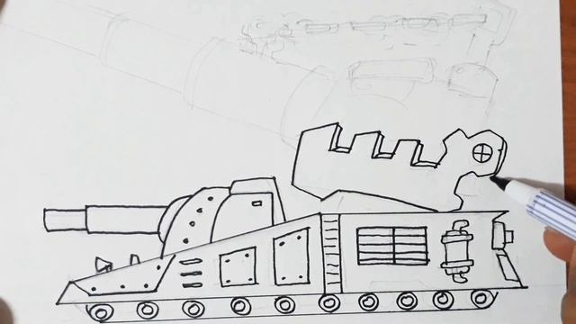 วาดรถถังใหญ่,, Drawing a big tank. смотреть онлайн