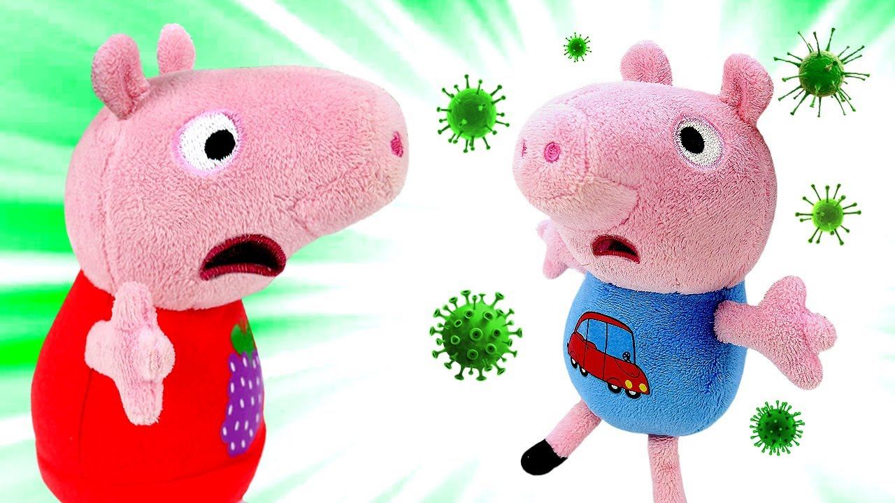 Пеппа и Джордж не помыли руки - что с ними будет? Видео для детей про игрушки Свинка Пеппа смотреть онлайн