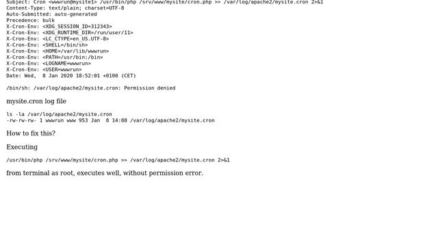 Unix & Linux: openSUSE: "Permission denied" error on Cron log file смотреть онлайн