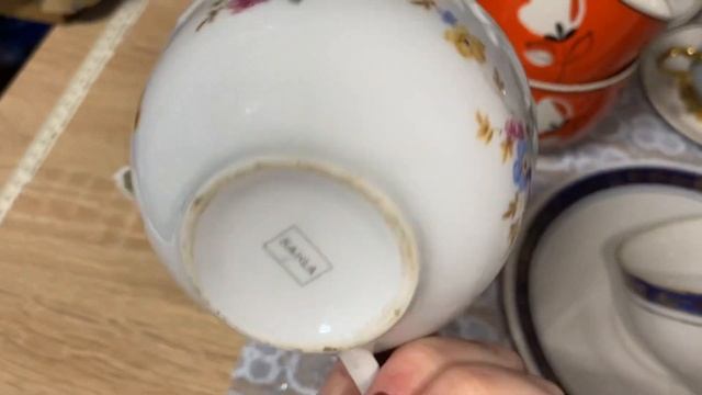 ЭКСКЛЮЗИВНЫЕ НАХОДКИ ?Барахолка Днепр старинные чашки, голубой фарфор, мальва ?