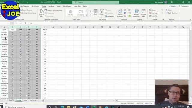 Find the Standard Deviation of NBA Team Game Scores in Excel Spreadsheet смотреть онлайн