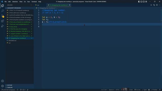 Swapping two number #tezprogrammer #javascript смотреть онлайн