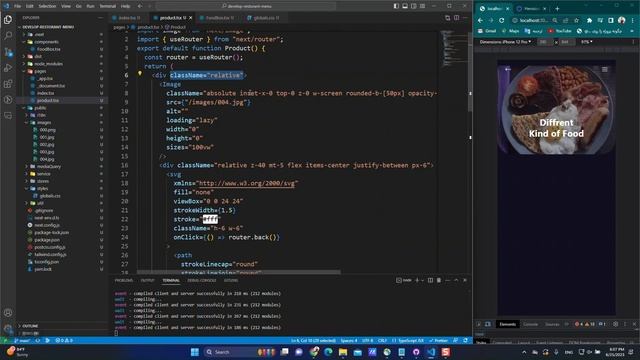 develop a Food Delivery Mobile Web App with next and react and tailwind смотреть онлайн