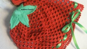 летняя ПАНАМКА КЛУБНИЧКА крючком ? ШАПОЧКА Ягодка и вязаные СЛАНЦЫ ? Baby beanie strawberries