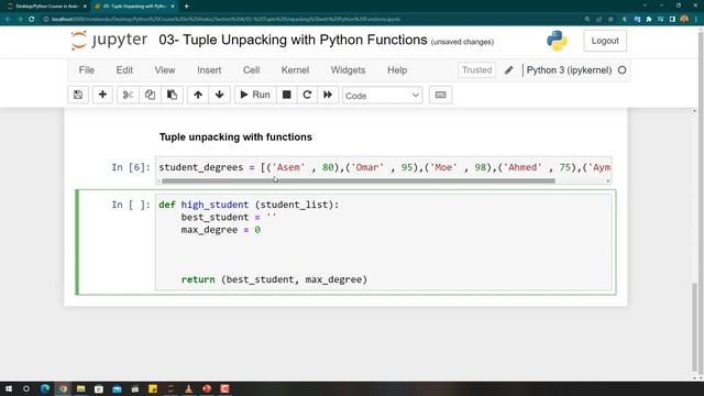26 - Section 4 - Tuple Unpacking with Python functions - [Python بالعربى ] #python_بالعربى #python смотреть онлайн