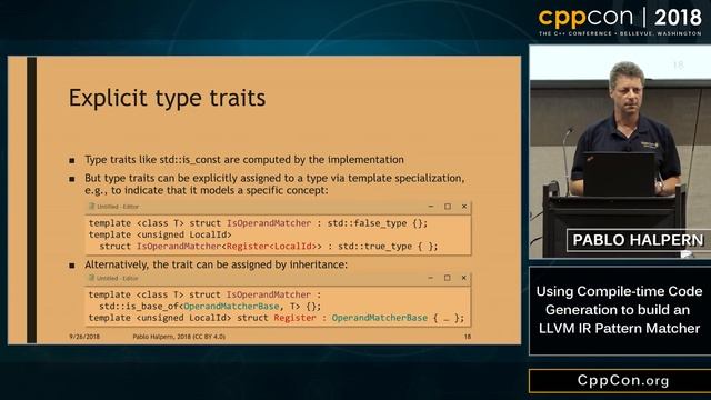 CppCon 2018: Pablo Halpern “Using Compile-time Code Generation to build an LLVM IR Pattern Matcher” смотреть онлайн