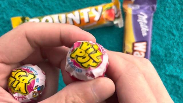 ? Yummy Rainbow Lollipops. ASMR. Bounty. Milks Waffelini.