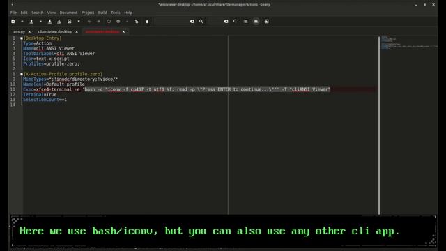 PCMANFM/Thunar custom action to view ANSI files... смотреть онлайн