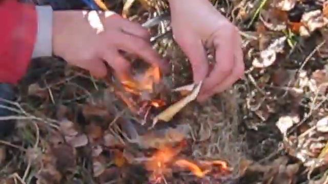 Разведение костра с помощью огнива смотреть онлайн